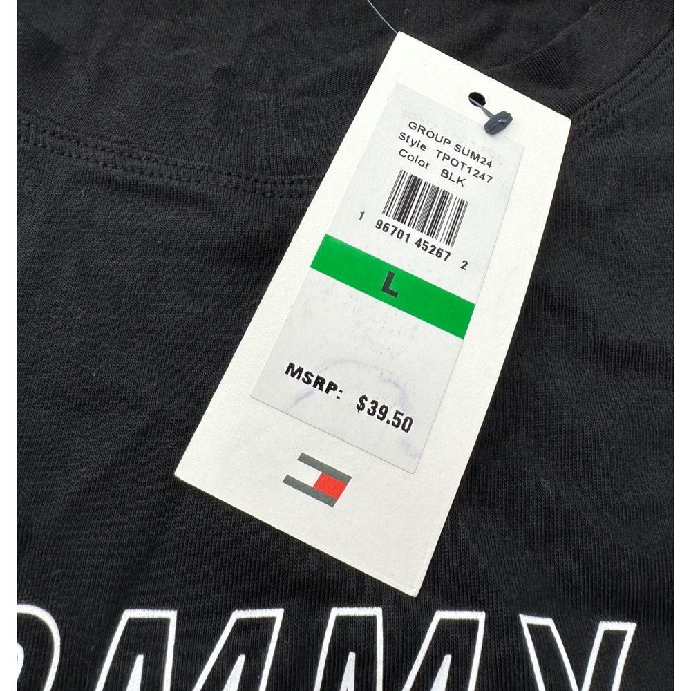 Tommy Hilfiger Sport T-Shirt Black Cotton Short Sleeve Logo Women's Large NWT - Picture 6 of 11